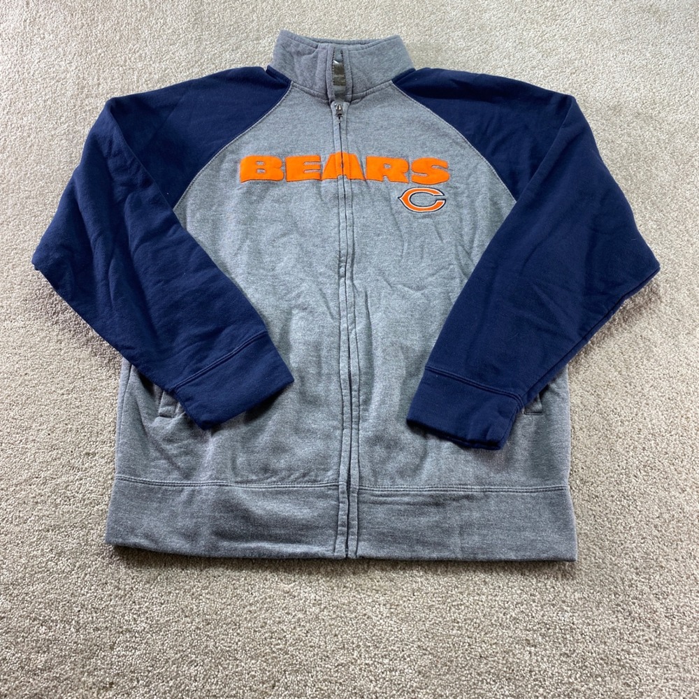 NFL Team Apparel Chicago Bears Jacket Mens Medium Full‎ Zip Fleece Sweatshirt